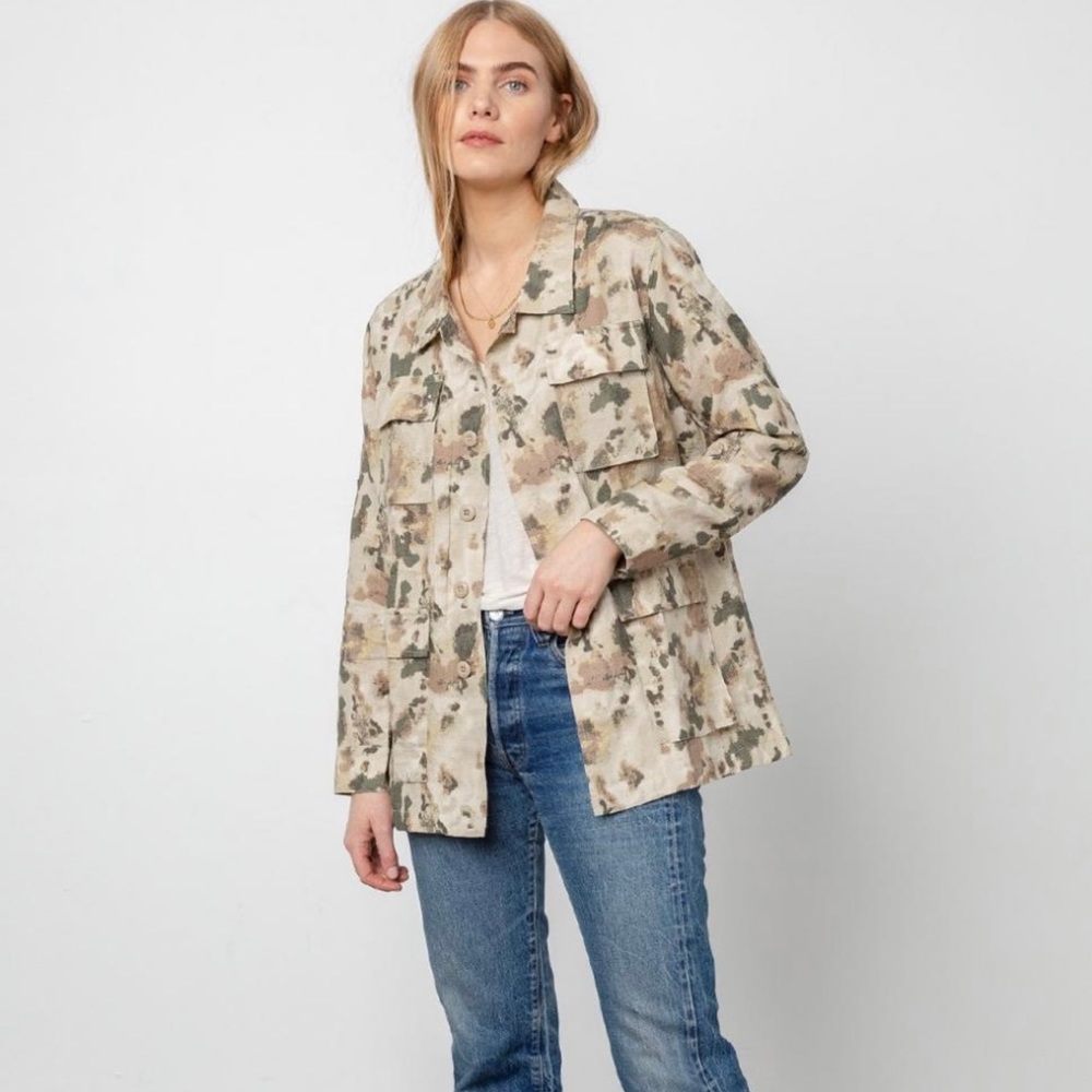 Rails Fulton Camo Print Field Jacket, Watercolor Camo, Size Small.